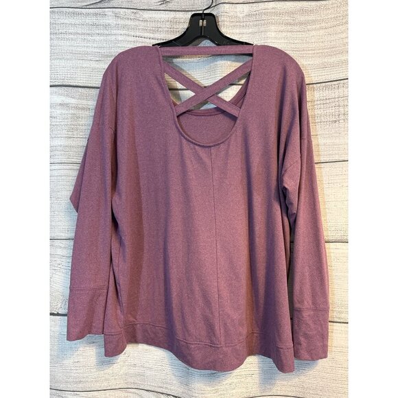 Nike Dry-Fit Loose Fit Long Sleeve Top With Cross Back Size LP - Picture 2 of 3